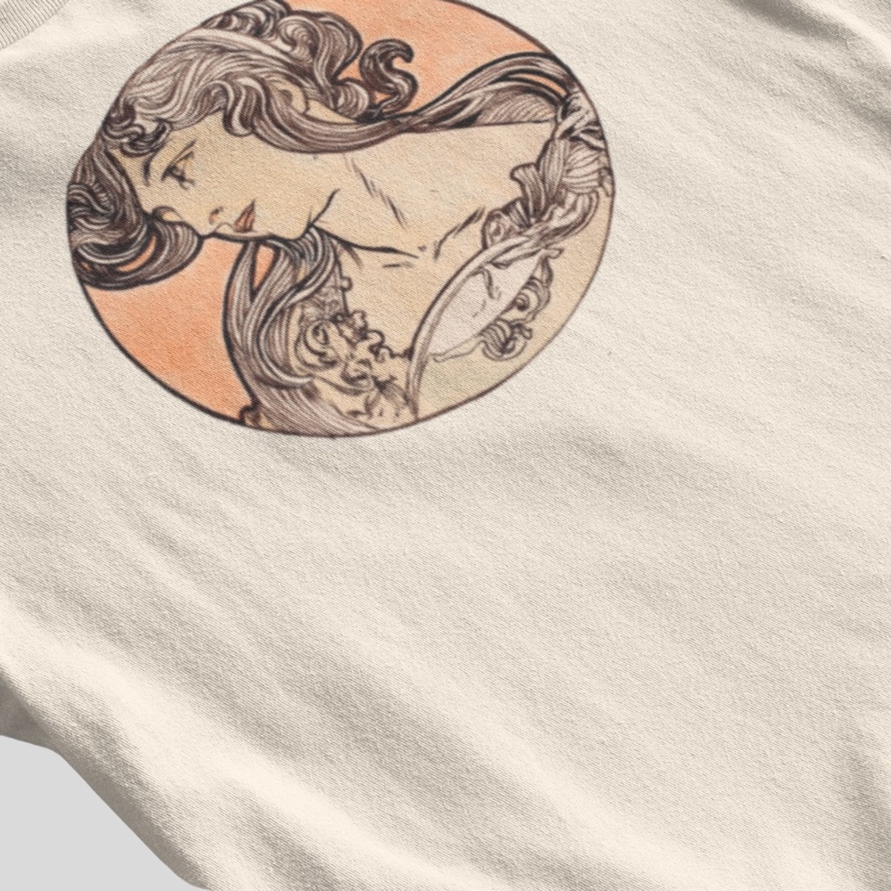 Stained Glass Woman VTG Circle Print Long Sleeve Graphic Tee T-shirt S M L XL - Picture 5 of 6